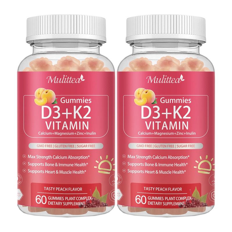 2PACK Vitamin D3 10000 IU + K2 (MK-7) 200mcg PLUS Calcium Magnesium Zinc Gummies