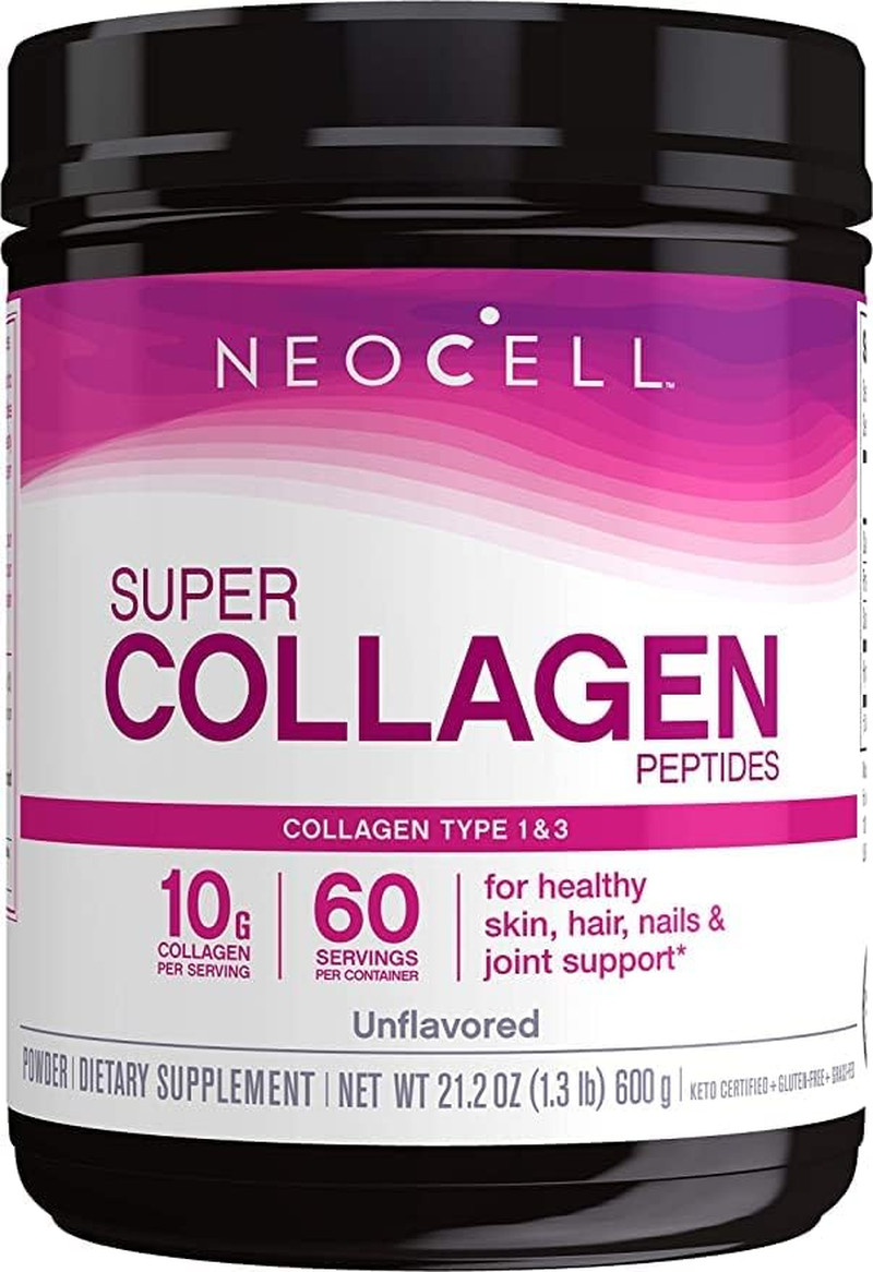 Super Collagen Peptides, Grass-Fed Collagen Types 1 and 3, Unflavored, 21.2 Ounc