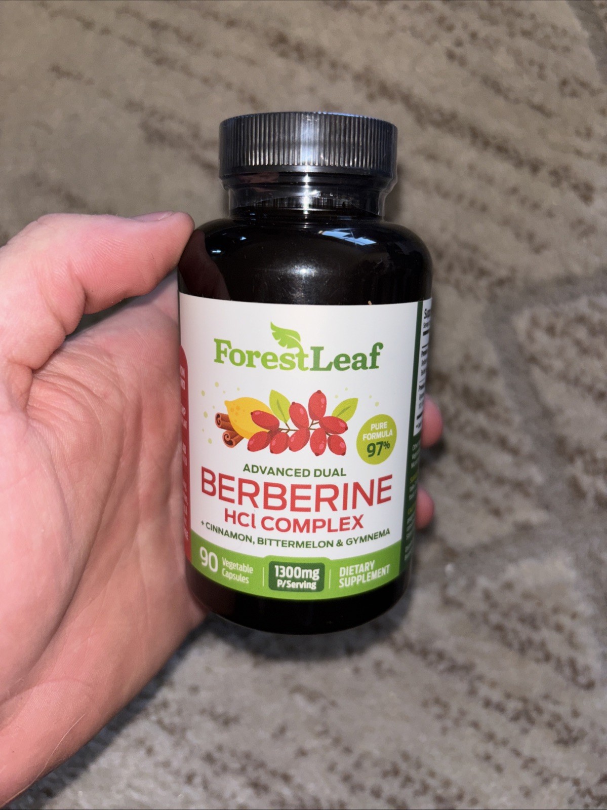 Berberine HCI Complex Capsules 1300mg + Cinnamon + Bitter