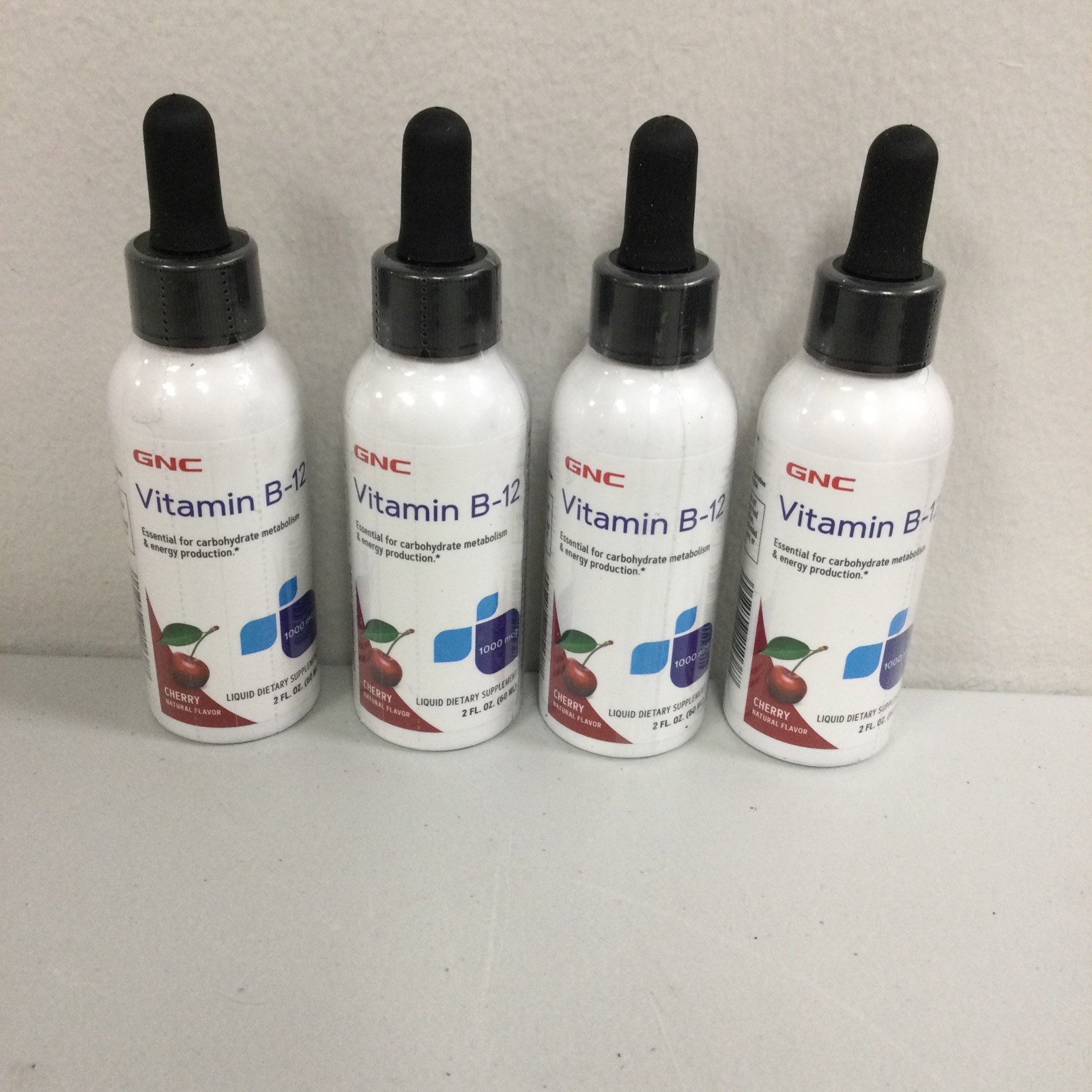 LOT OF 4 GNC Vitamin B-12 1000mcg – Cherry, Supports Energy Production 03/2026