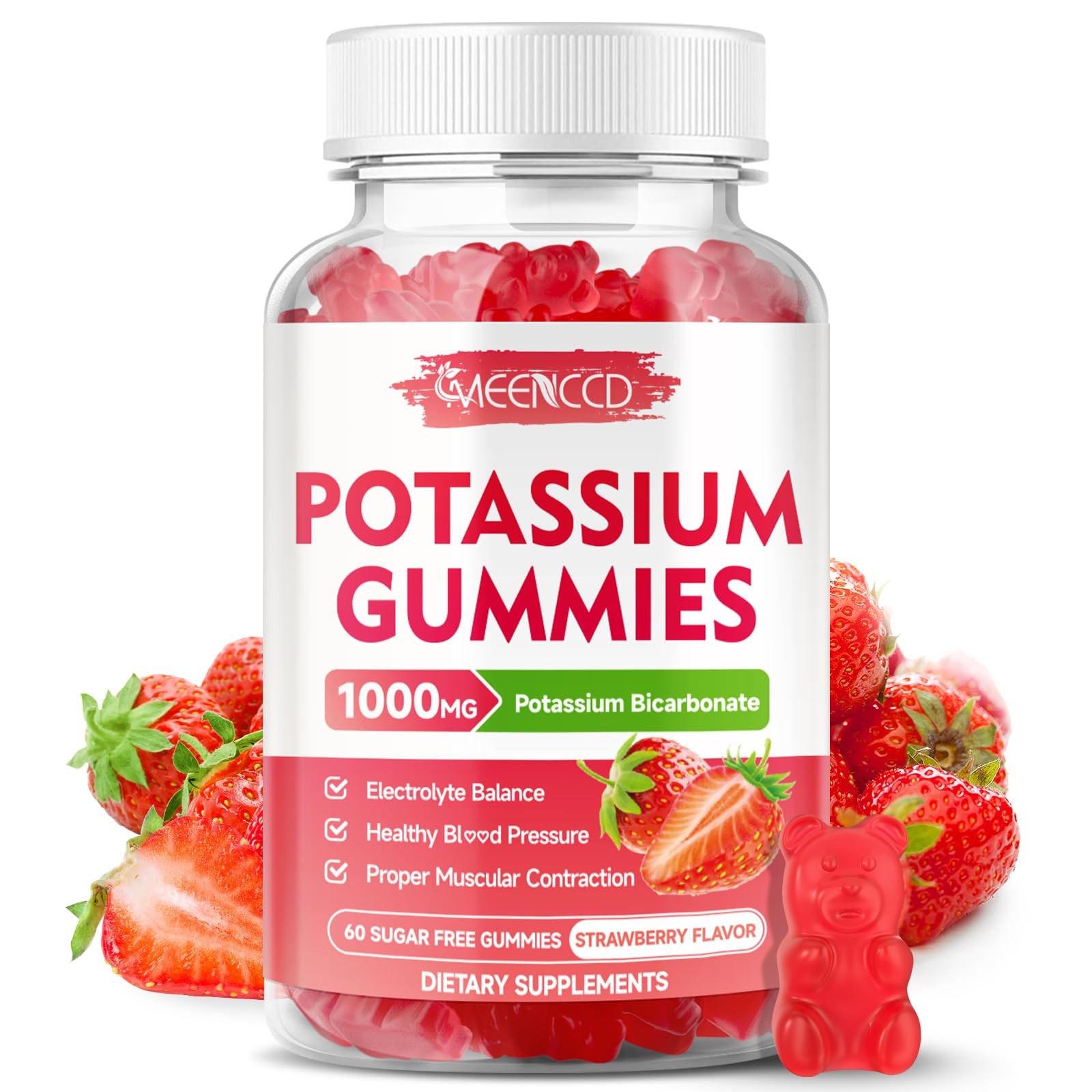Potassium Gummies 1000mg, Potassium Bicarbonate Supplement for Adults & Kids,…