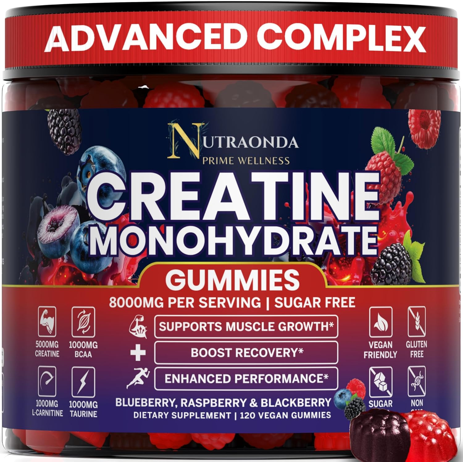 Pre-Workout Gummies – 120-Count Creatine Monohydrate Gummies for Men and Women –