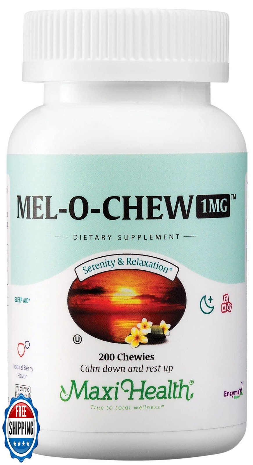 Maxi Health Melatonin 1mg Chewable – Sleep aid Melatonin to Encourage Natural
