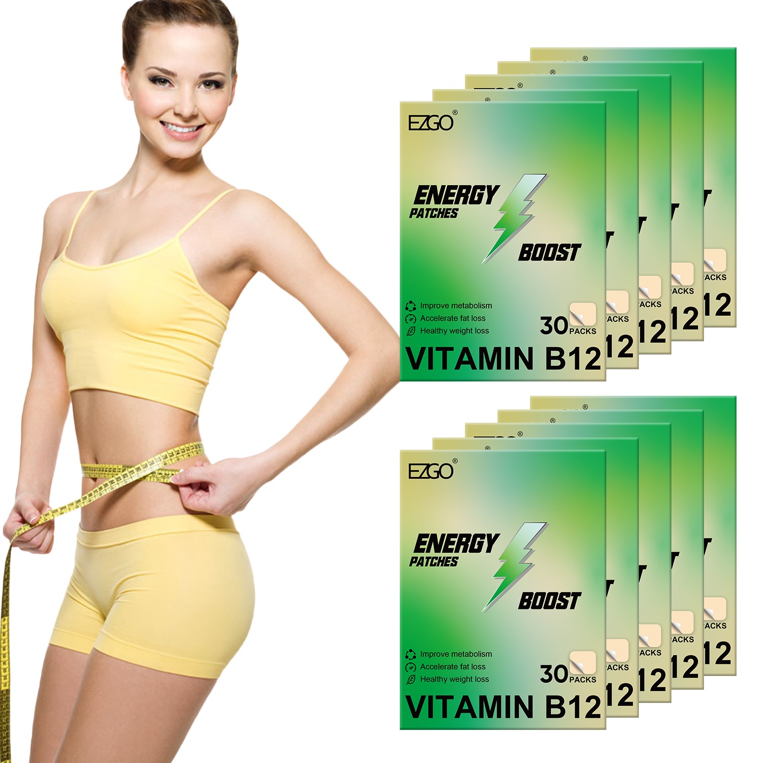 Natural Vitamin B12 Energy Patch B-12 Topical Boost for Metabolism & Focus