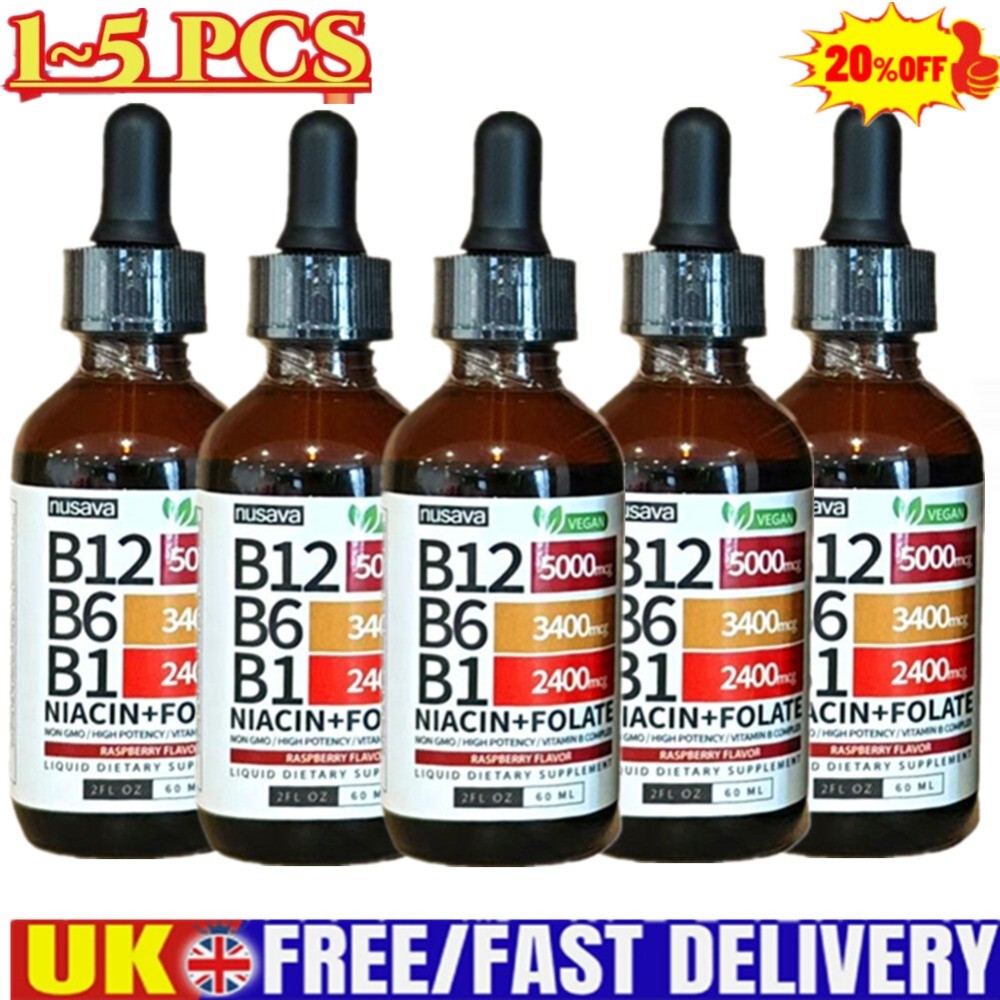 Vitamin B12 and B6 Liquid Drops, B12 Sublingual B Complex -B12 5000mcg 60ml N EW
