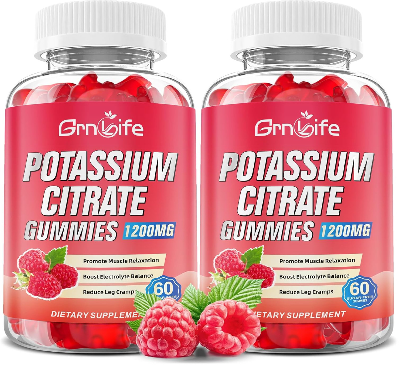 2 Pack Potassium Citrate Gummies, High Potassium Supplement Gummies 1200mg Suppo