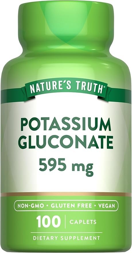 Nature’s Truth Potassium Gluconate 595mg | 100 Caplets | Vegan, Non-GMO, Gluten