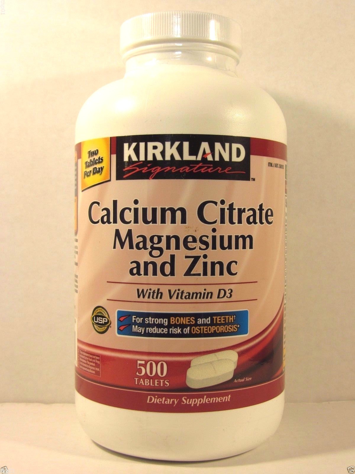 Kirkland Signature Calcium Citrate Magnesium & Zinc w/ Vitamin D3, 500 Tablets