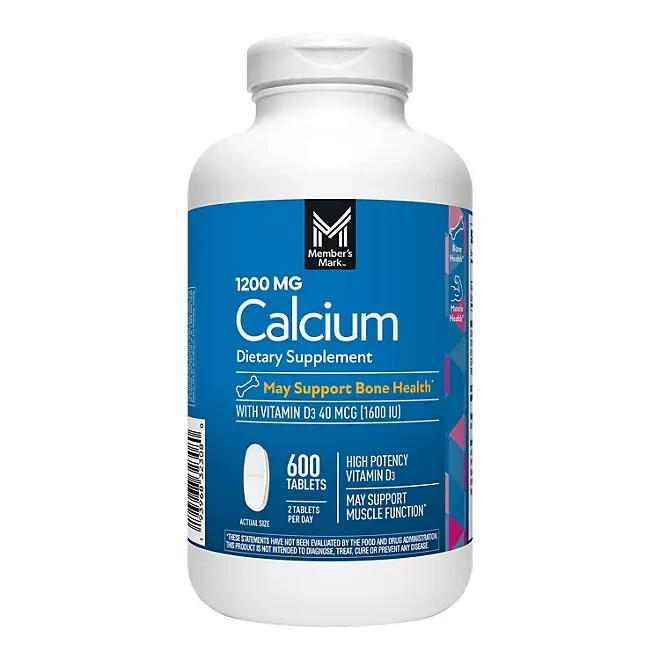 Member’s Mark Calcium 1200 mg with Vitamin D3 Tablets Dietary Supplement (600ct)