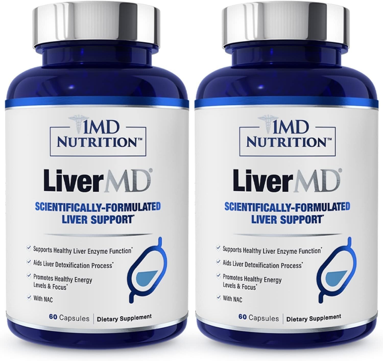 LiverMD by 1MD-Liver Support with Siliphos Milk Thistle & NAC-60 Capsules pack 2