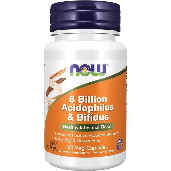 NOW Foods 8 Billion Acidophilus & Bifidus 8 Billion Cfu 60 Veg Caps