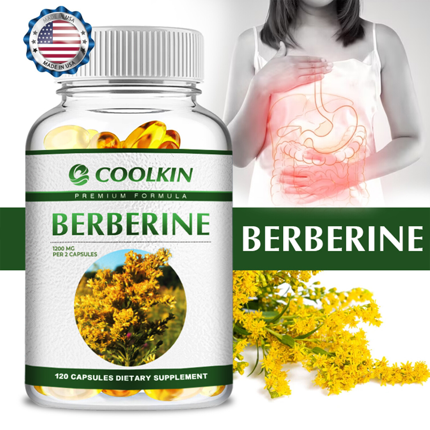 Berberine 1200mg-Heart Health,Healthy Cholesterol, Anti-inflammatory,Metabolism