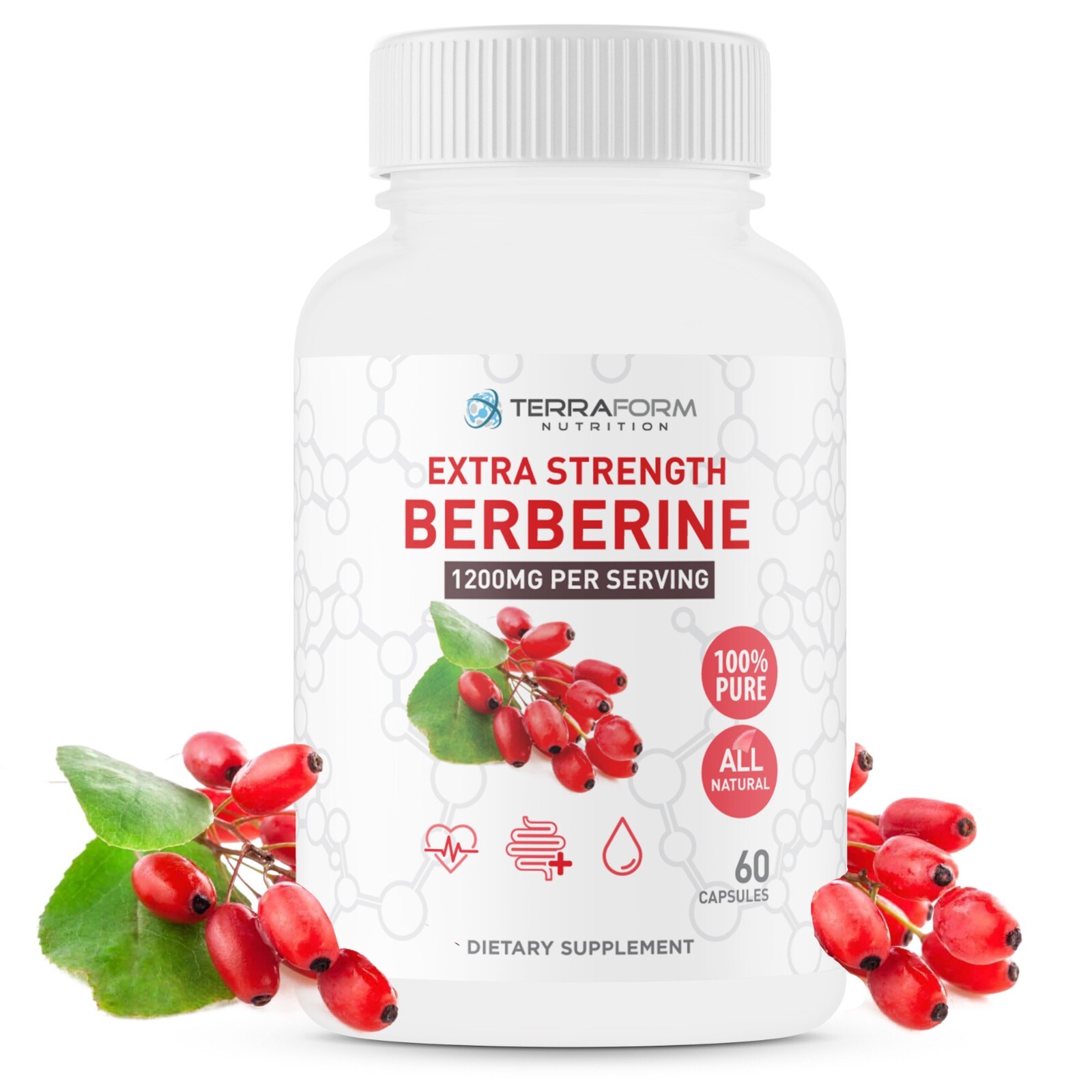 Pure Berberine – 1200mg Max Str, Supports Immune Function & Glucose Metabolism