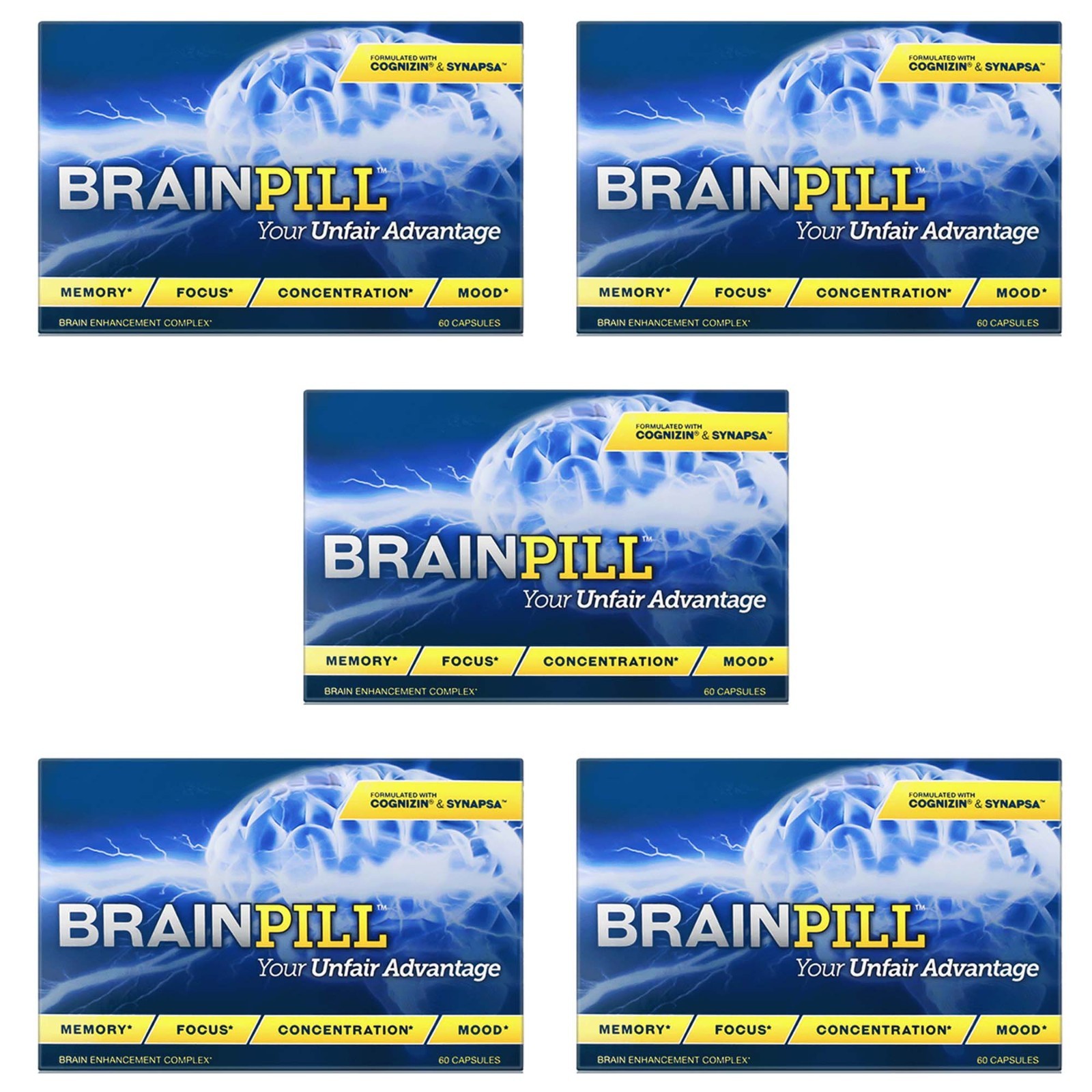 Brain Pill Focus & Memory Cognizin Citicoline Synapsa Bacopa 300 Caps BrainPill