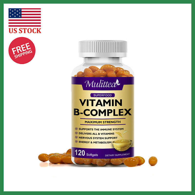 120 Capsules Vitamin B Complex B1,B2,B3,B5,B6,B7,B9,B12, Immune Support pills
