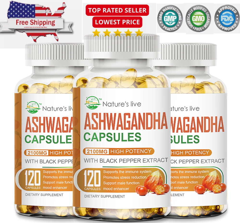 360 Ashwagandha Capsule 2100mg Softgels Organic Herbal Supplement Reduces Stress