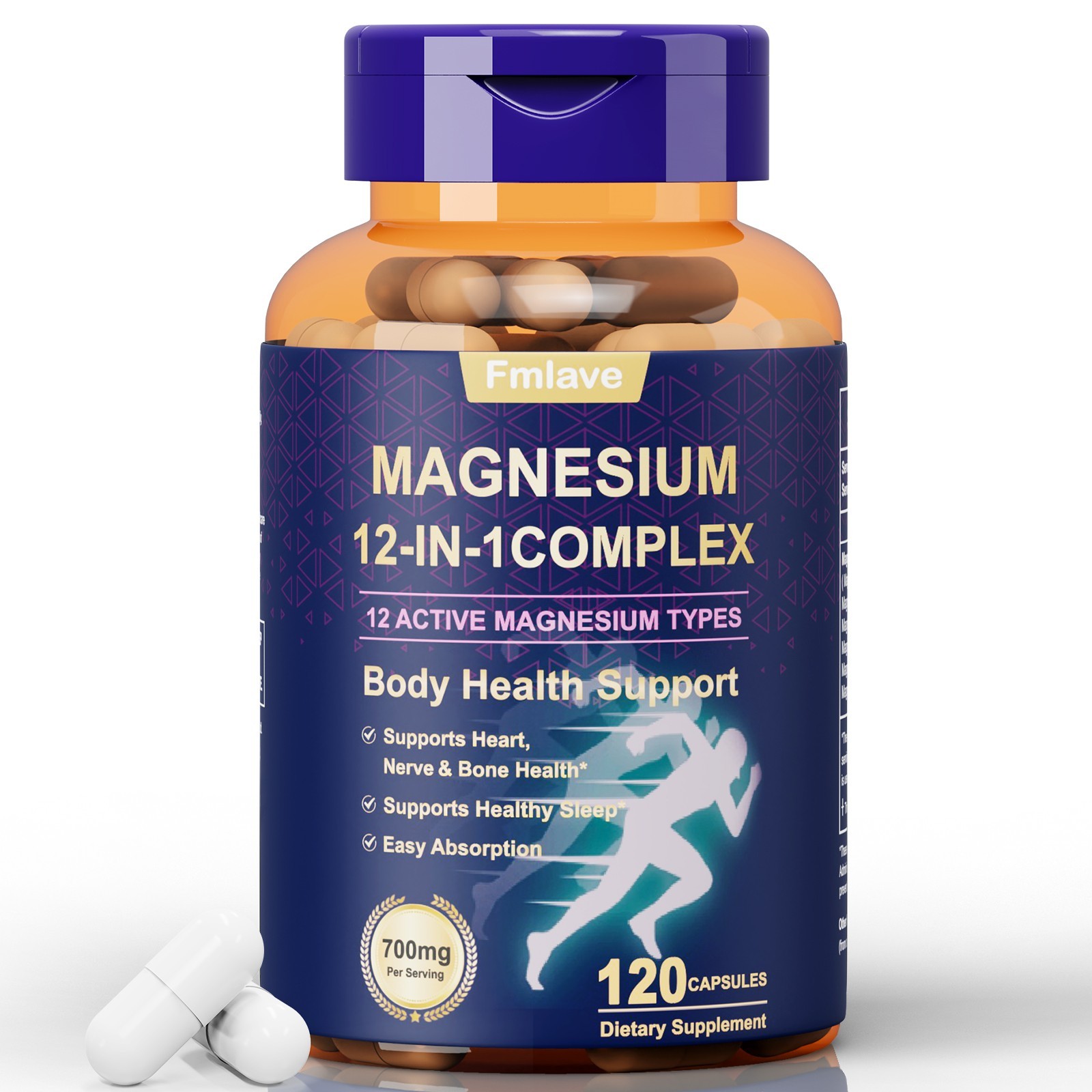 Fmlave Magnesium 12 in 1 Complex 700mg – Glycinate Citrate Malate Taurate 120pcs
