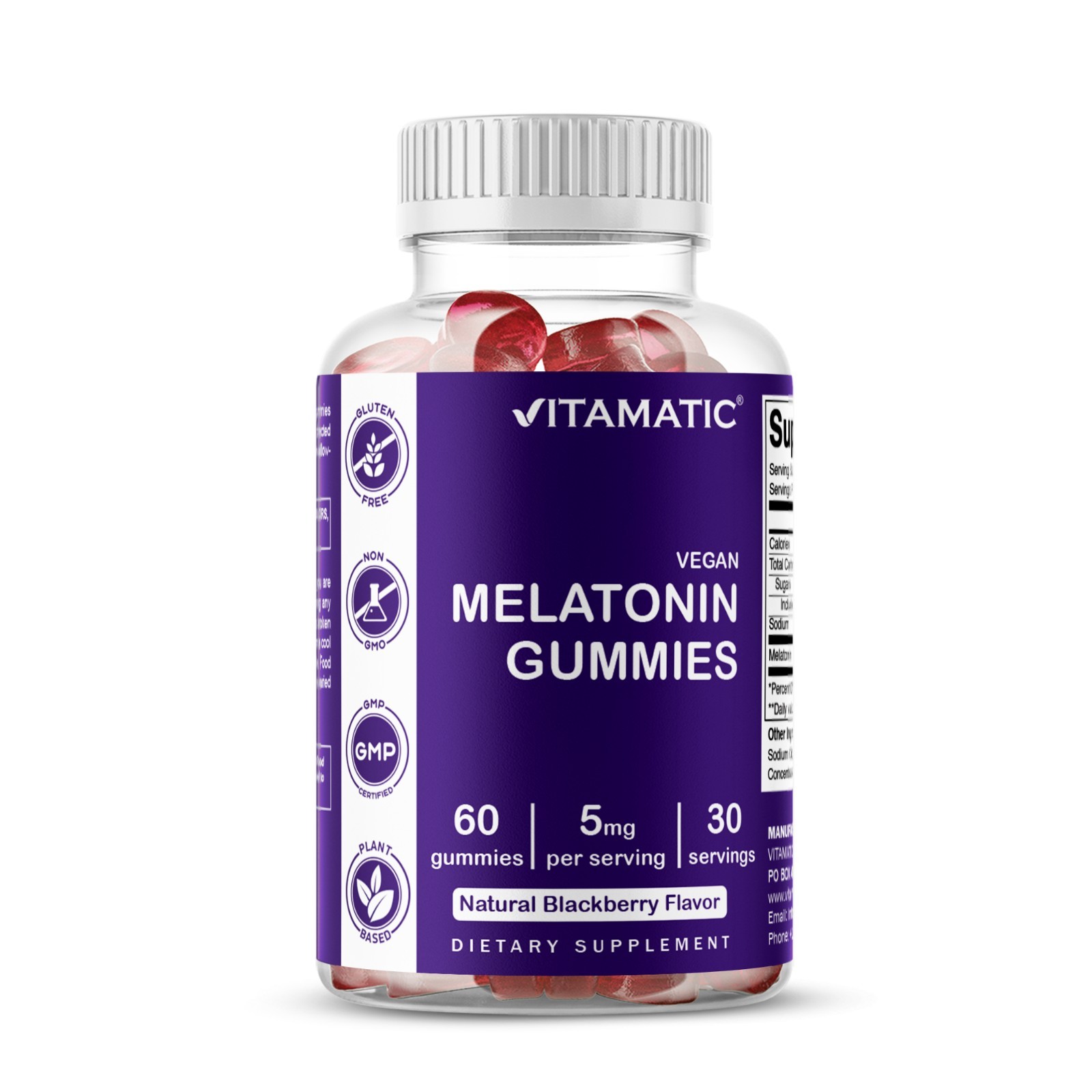 Vitamatic Melatonin Gummies for Kids & Adults – 60 Vegetarian gummies