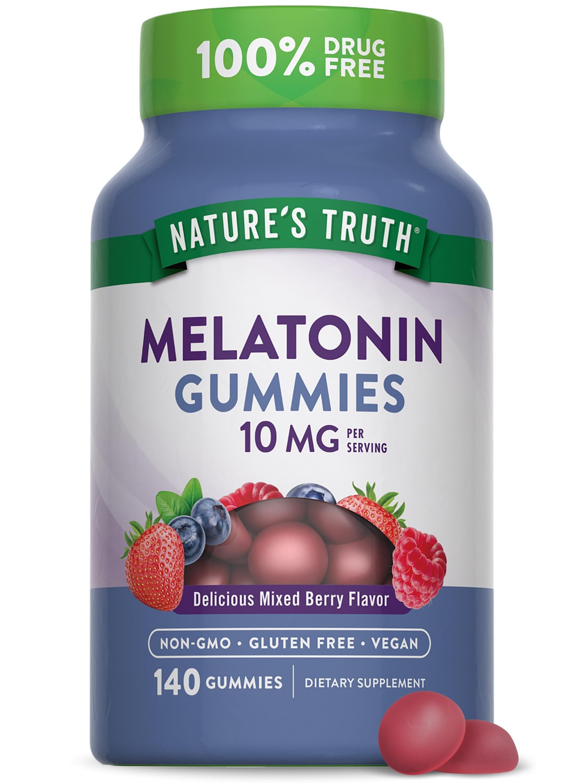 Nature’s Truth Melatonin 10mg Vegan Gummies 140 Count Mixed Berry Flavor