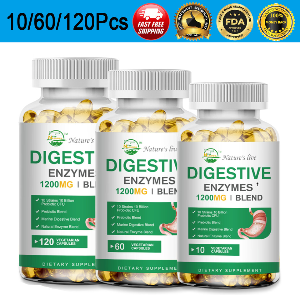 Digestive Enzymes Plus Probiotics & Prebiotics,10/60/120 Capsules,Non-GMO