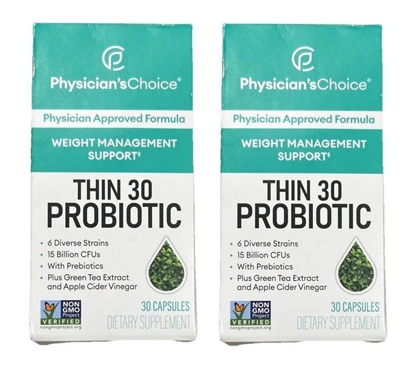 2x30ct Physician’s Choice Thin 30 Probiotic Capsules – 60 Count Exp 07/2026+