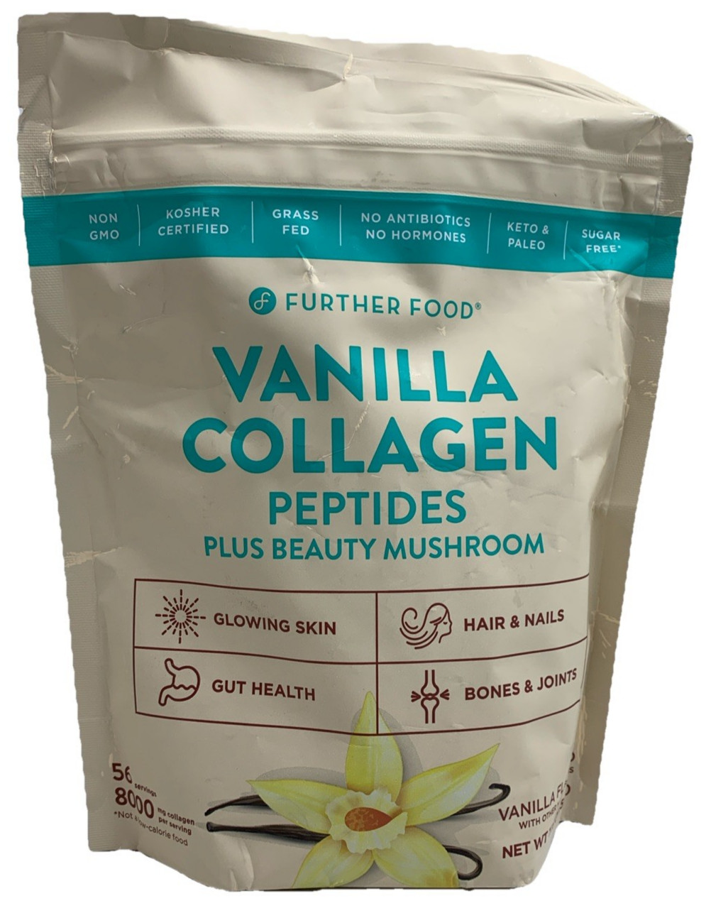 Vanilla Collagen Peptides Powder Supplement Plus Tremella Mushroom Grass Fed