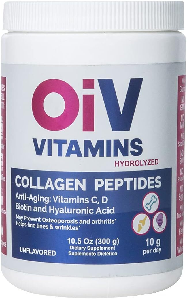 OIV Vitamins Collagen Peptides Powder 10.5Oz. Promotes Hair, Nail, Skin, Bone