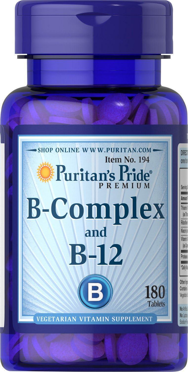 Vitamin B Complex B12 Energy Metabolism Cardiovascular Immune Support, 180 Tabs