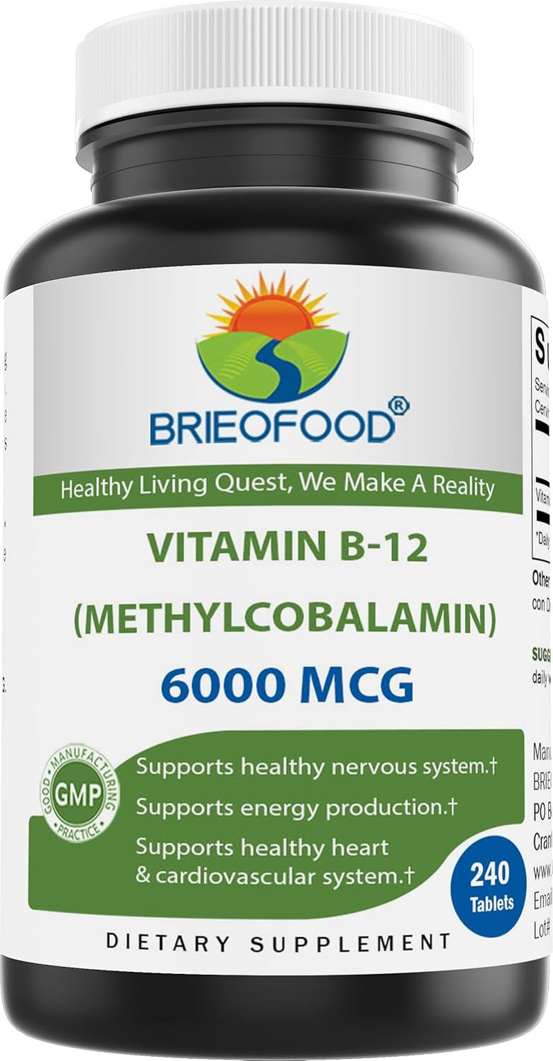 Vitamin B-12 (Methycoballamin) 6000 Mcg- 240 Tablets. Non-Gmo, and Gluten Free