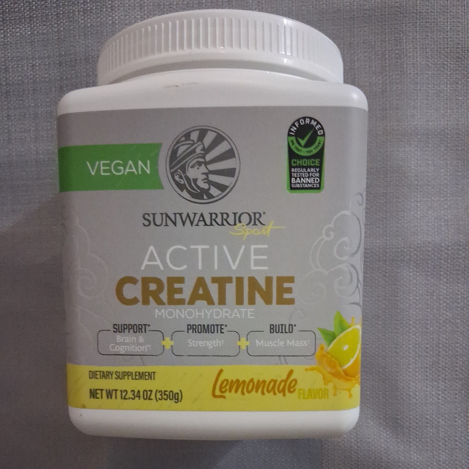 Sunwarrior, Sport, Active Creatine Monohydrate, Lemonade , 12.34 oz (350 g)