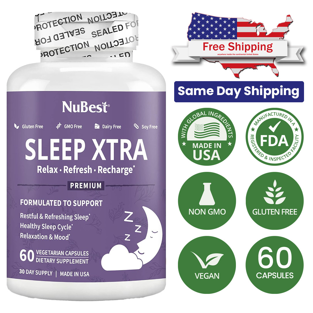 NuBest Sleep Xtra – Natural Sleep Aid, Relaxation & Stress Relief – 60 Capsules