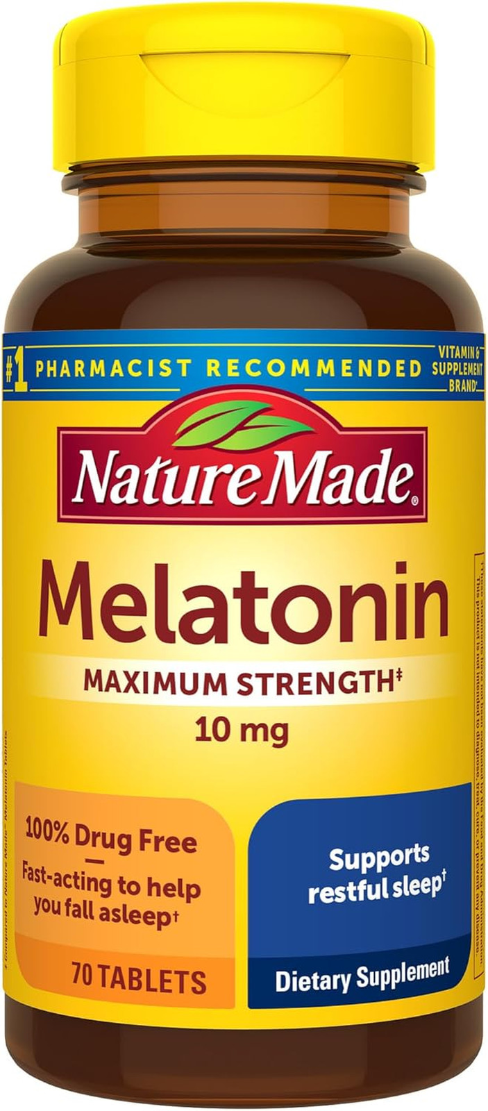 Melatonin 10Mg Maximum Strength Tablets, 100% Drug Free Sleep Aid