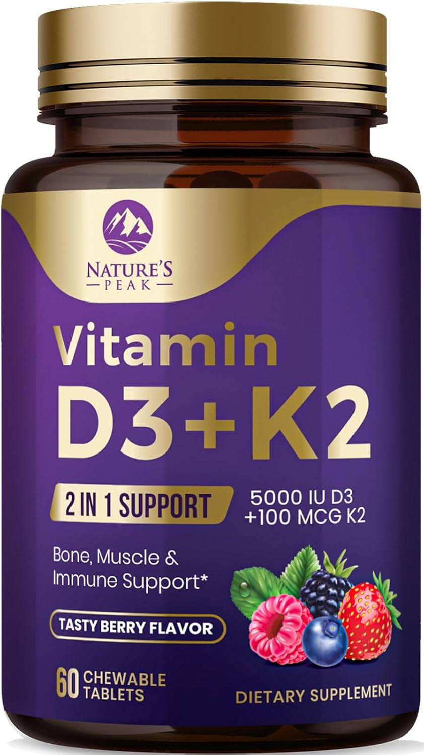 Vitamin D3 K2 – 5000 Iu Vitamin D3 & 100 Mcg Vitamin K2 (MK-7) Complex for Immun