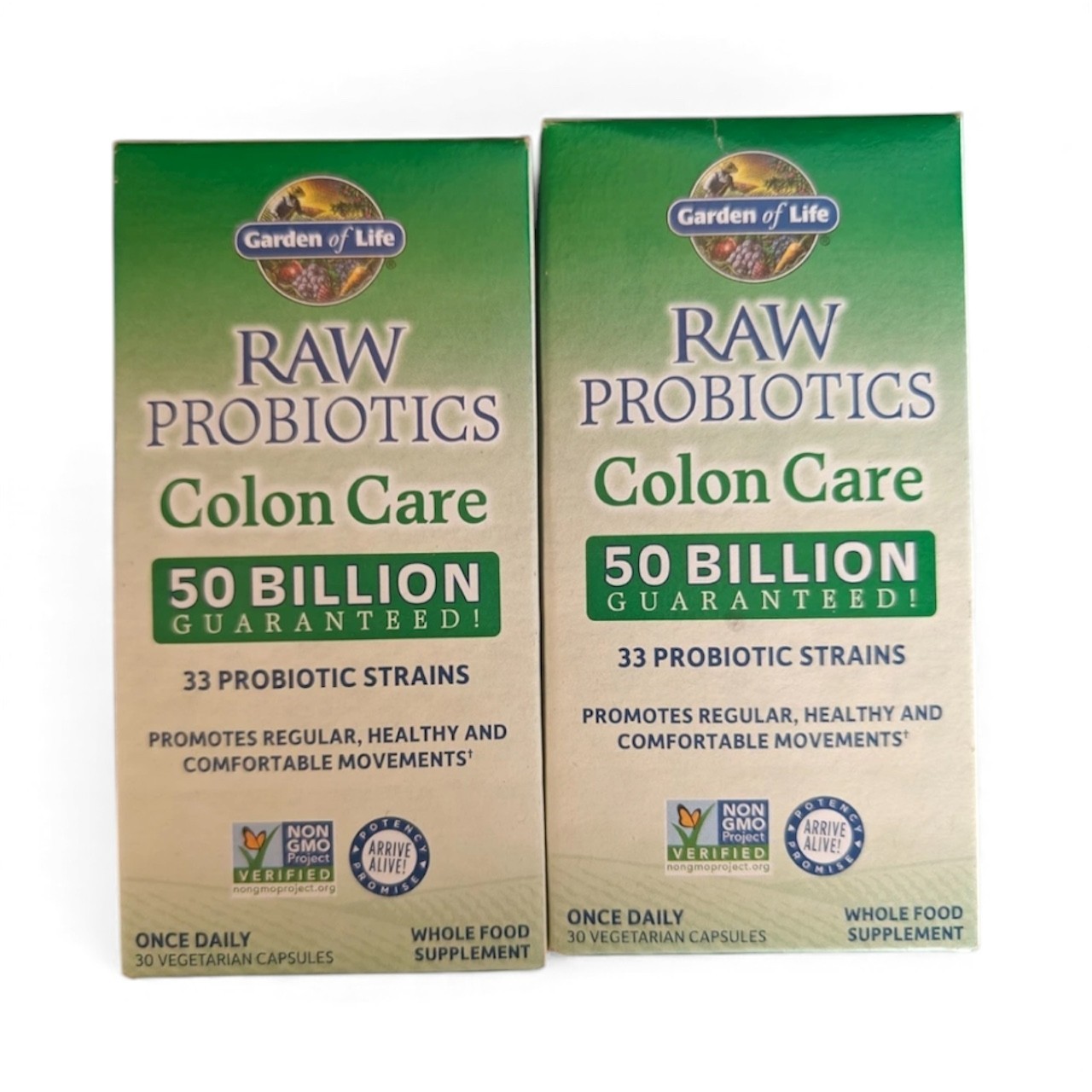 Lot 2 Garden of Life RAW Probiotics Colon Care 30ct Exp 6/26+ New Sealed