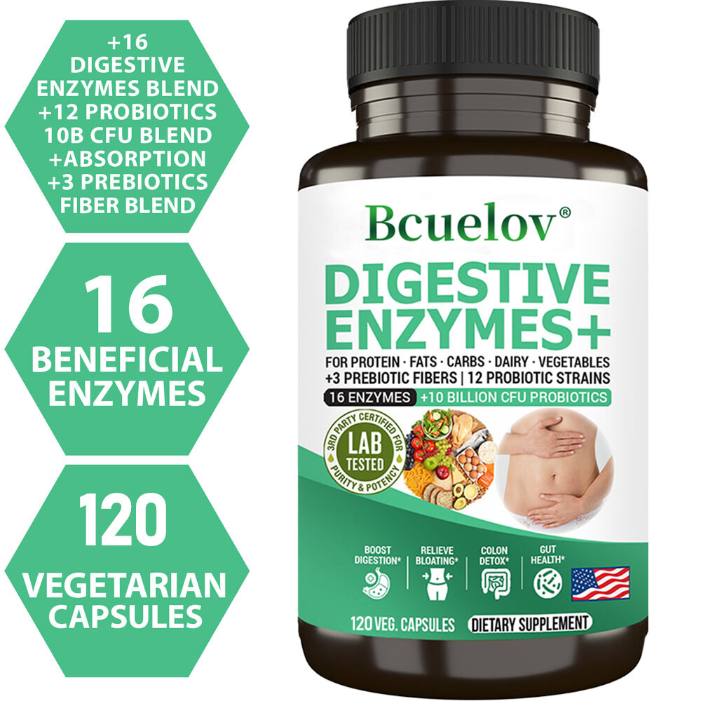 Digestive Enzymes w/ Prebiotic & Probiotics, Gas, Constipation & Bloating Relief