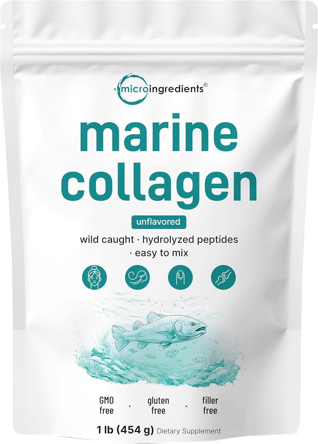 Marine Collagen Peptides Powder, 1 Lb | Type I Marine Collagen + Natural Protein