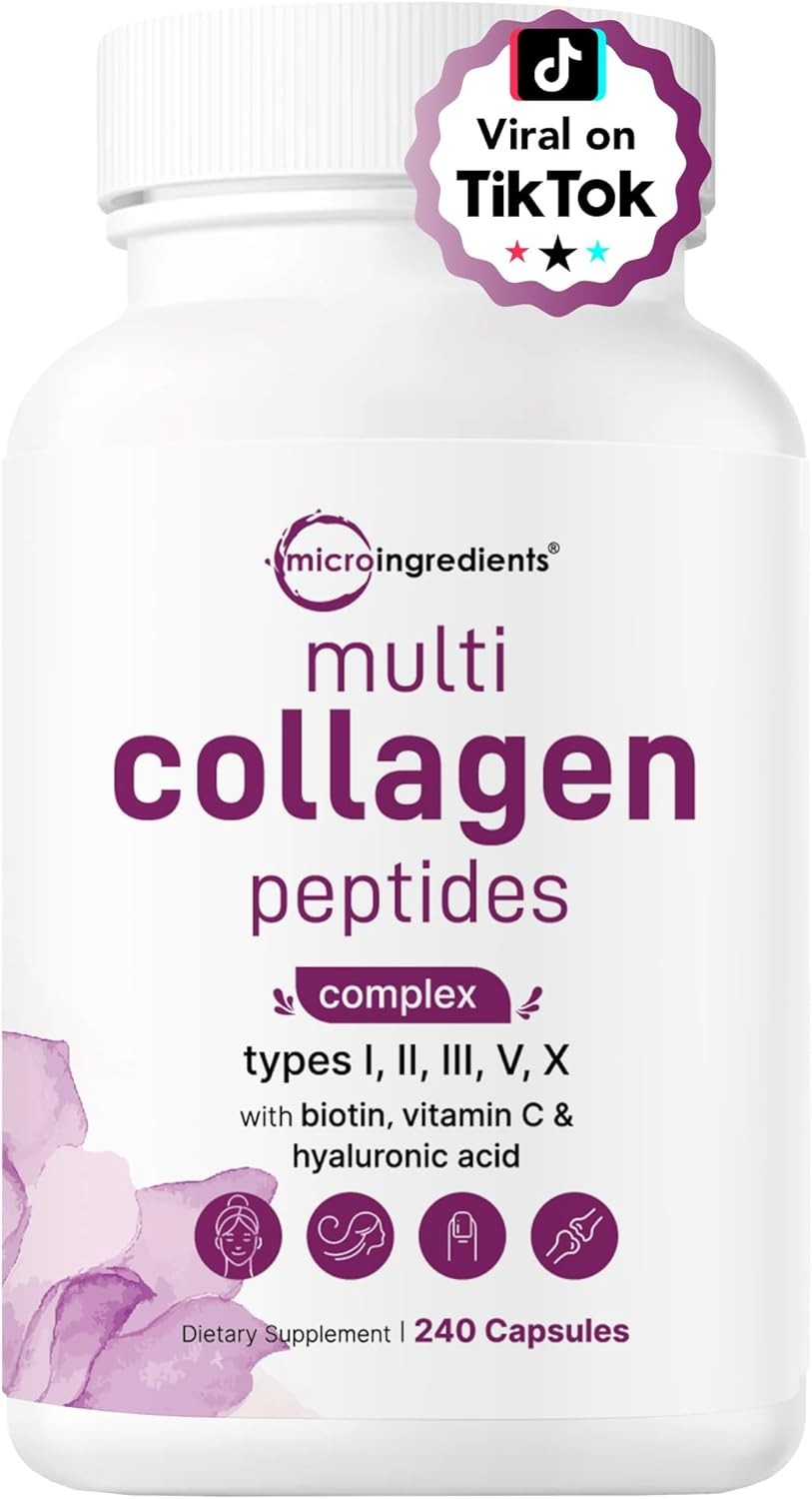 Micro Ingredients Multi Collagen Pills for Women & Men, 240 Count (Pack of 1)