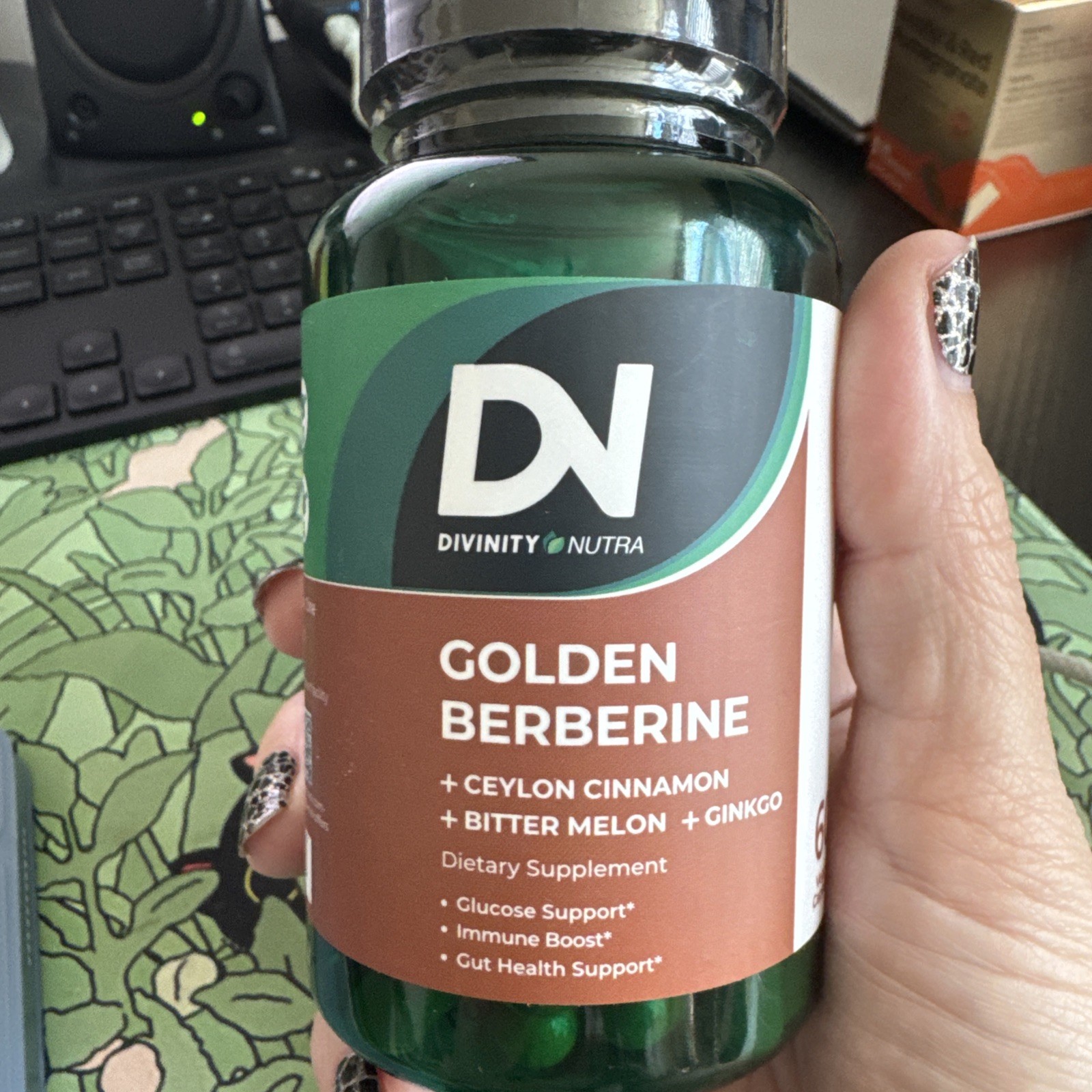 Divinity Nutra Golden Berberine 60 ct Ceylon Cinnamon Melon Ginkgo Supplement