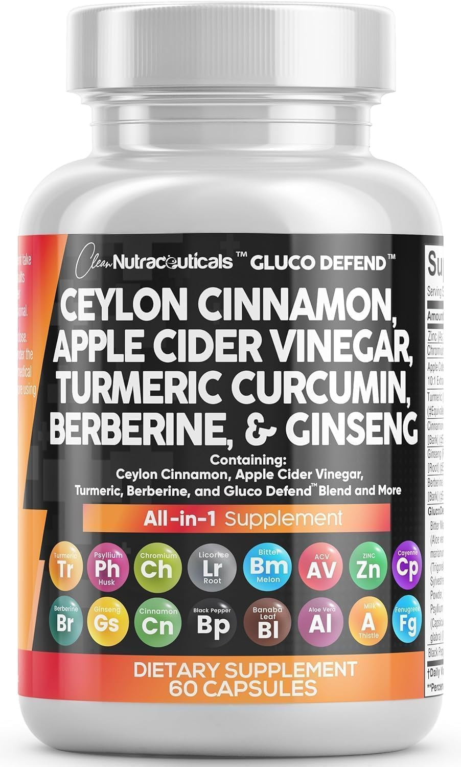 Ceylon Cinnamon Turmeric Apple Cider Vinegar Ginseng Berberine plus Bitter Melon