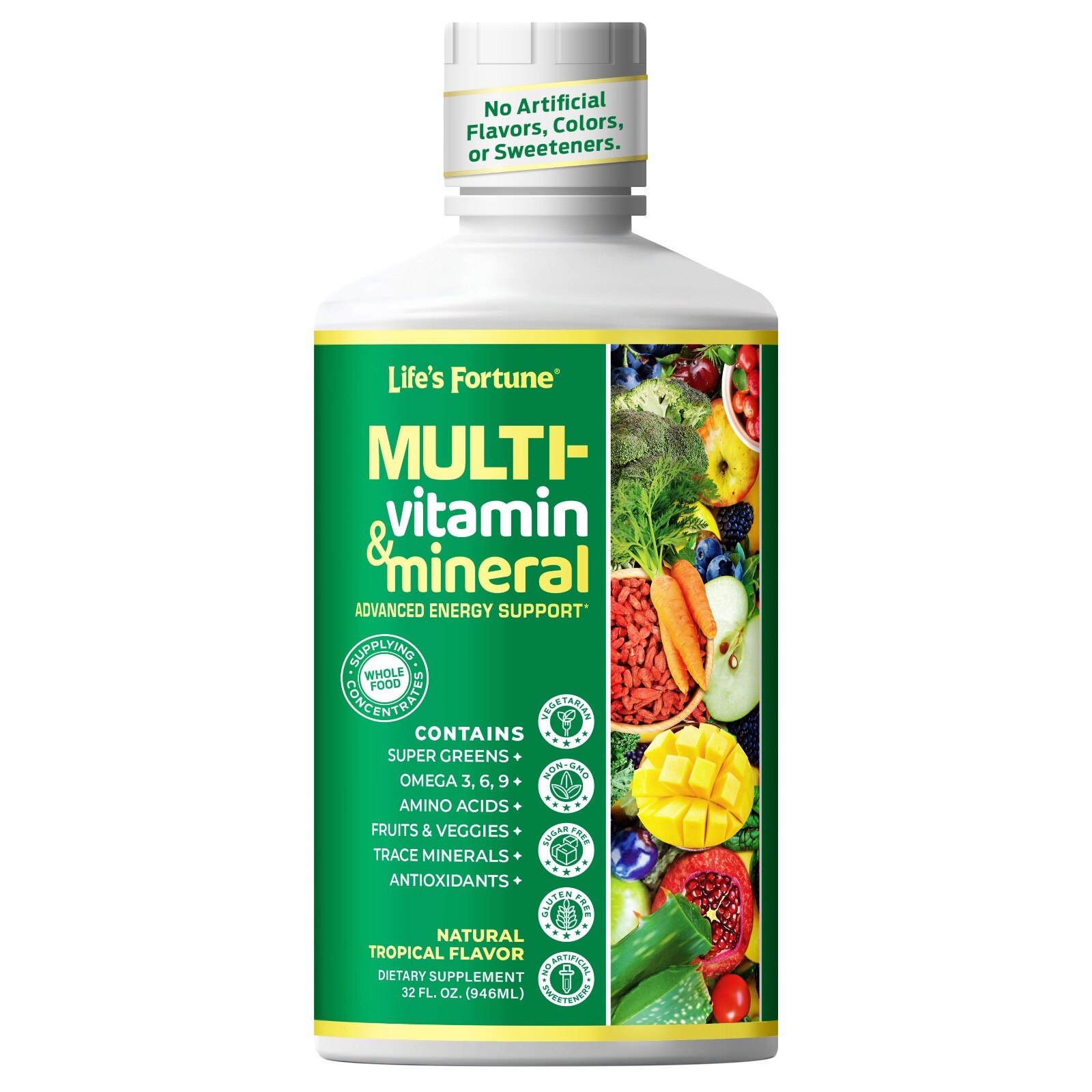 Life’s Fortune Whole Food Liquid Multivitamin for Energy & Immune, 32 Fl Oz
