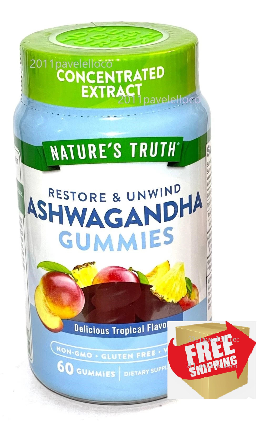 Ashwagandha Gummies | 60 Vegan Tropical Flavor Gummies | by Nature’s Truth