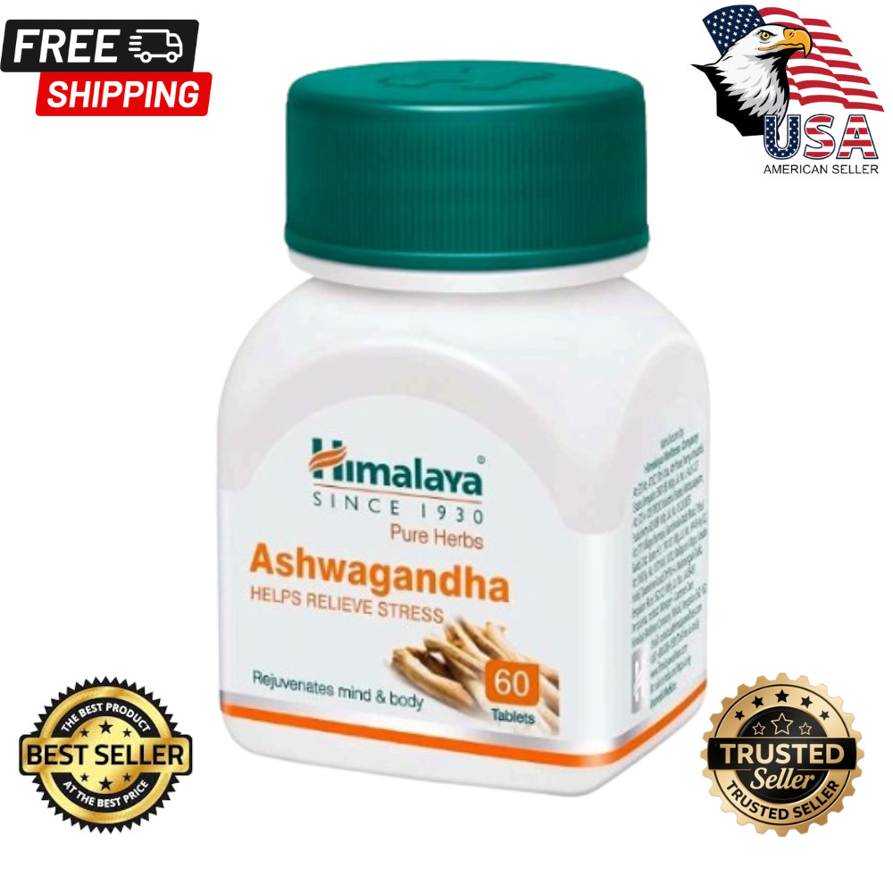Ashwagandha 60 Tablets – Himalaya Herbal Supplement for Stress Relief – Fast USA