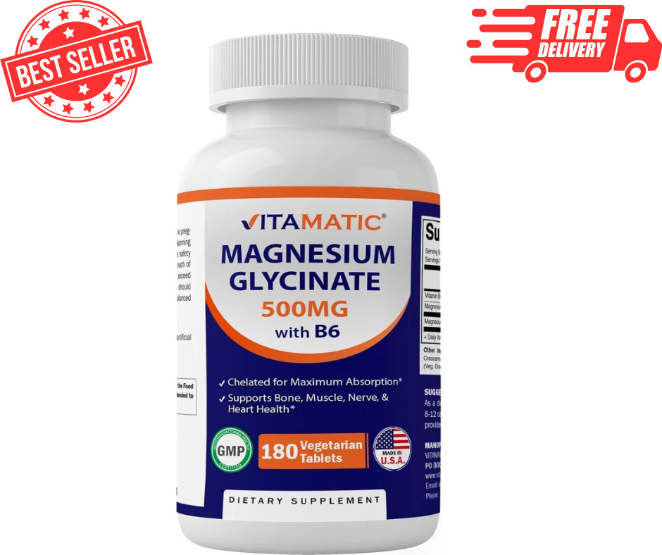 Vitamatic Magnesium Citrate 500mg with Vitamin B6 180 Capsules Joint, Heart …