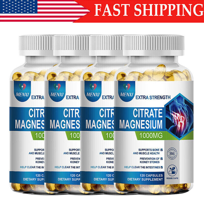 MENXI Magnesium Citrate 400mg 1-4×120 Caps Vegetarian/Gluten Free/Non-GMO Phi