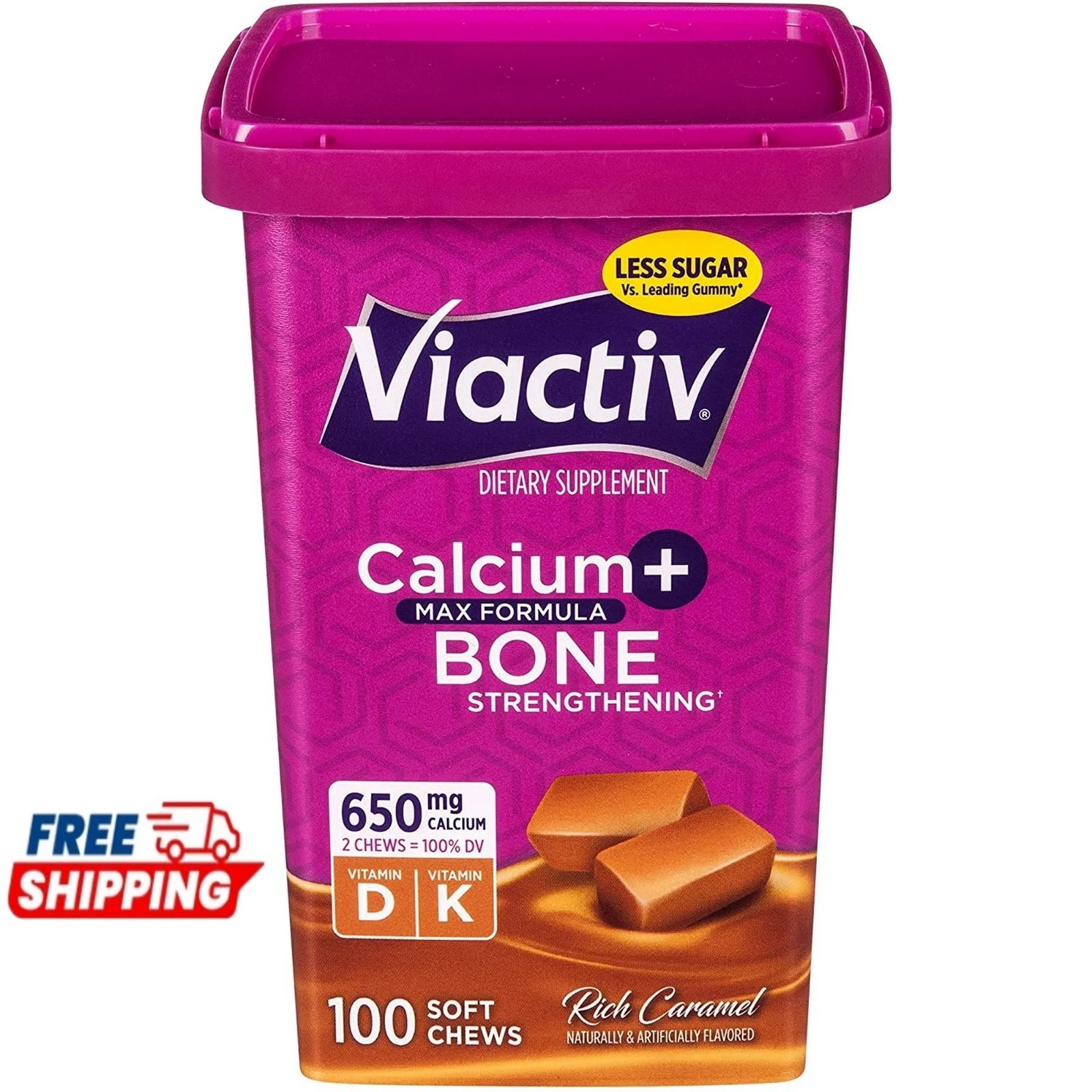 Viactiv Calcium Supplement Soft Chews, Caramel (100CT) Vitamin D & K