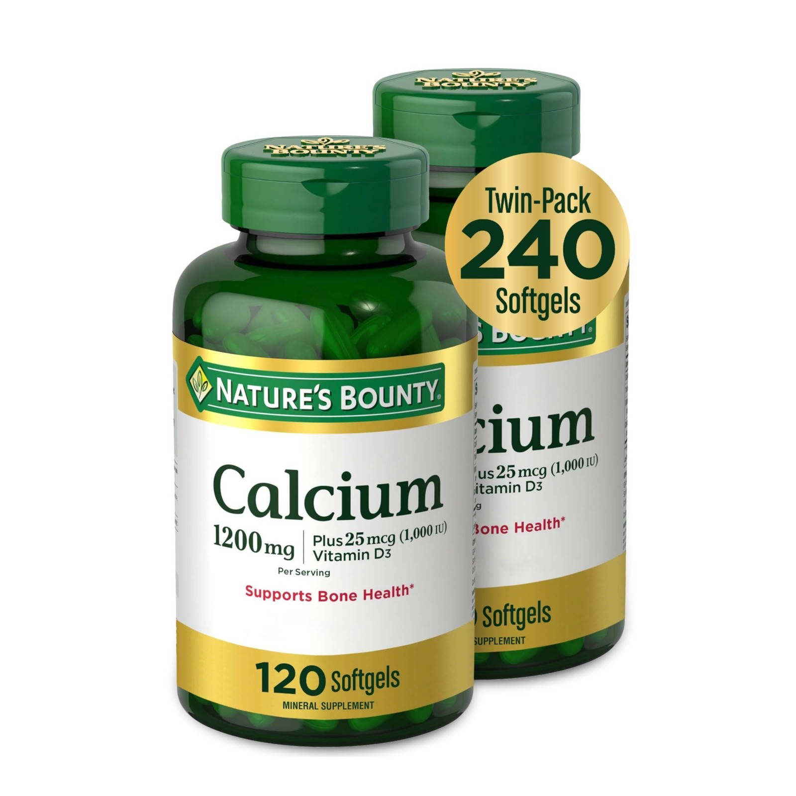 Nature’s Bounty Calcium 1200 mg with Vitamin D3 – Bone Health Softgels,…