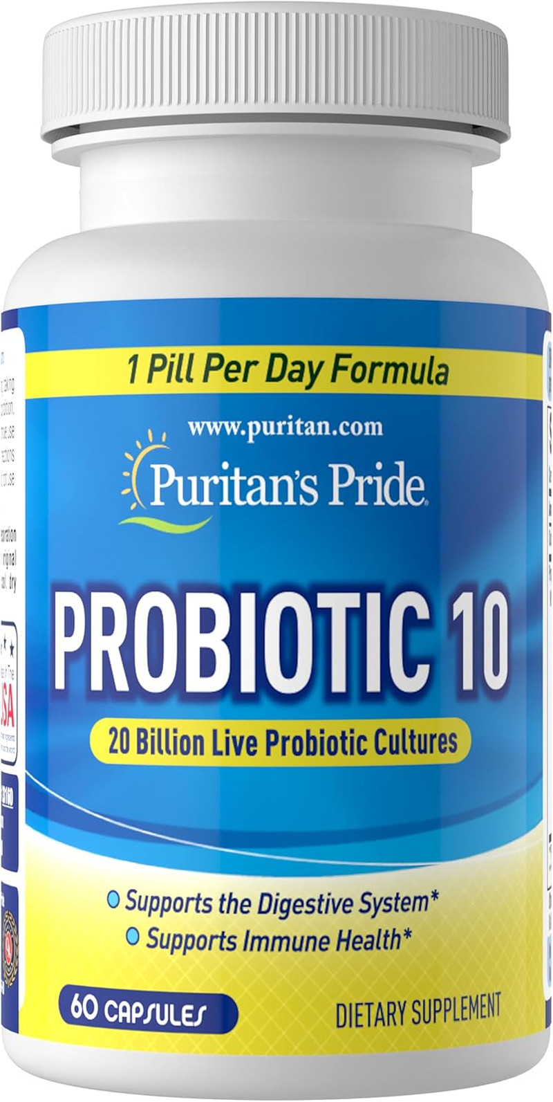 Puritan’S Pride Probiotic 10  Vitamin D to Help Support Immune  Health*, 60 Ct