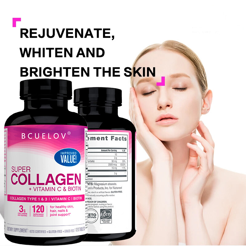 Collagen Peptides Capsules Hydrolyzed Anti-Aging 3000mg With Vitamin C & Biotin