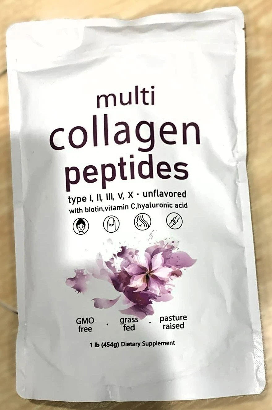 Multi Collagen Protein Powder-1lb Hydrolyzed Peptides I,II,III,V,X Unflavored