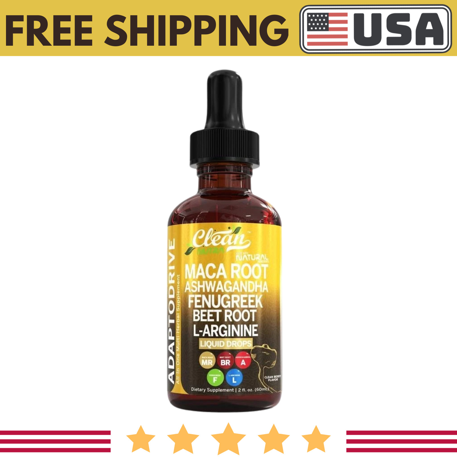 Organic Maca Root Liquid Drops Ashwagandha Fenugreek Beet Root and L-Arginine